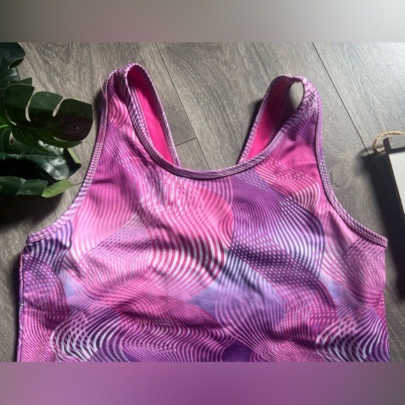 C9 by Champion Tri - Colored Built in Bra Swirl Patterned Tank Top Purple Pink - Picture 2 of 10